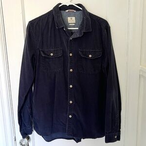 Astrneme Navy Corduroy Long Sleeve Shirt Size Large